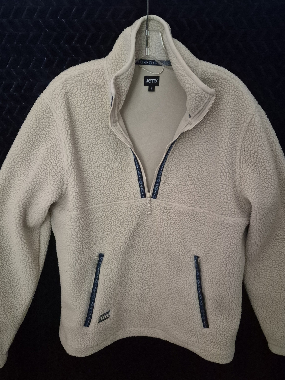 Jetty Men's Port High Pile Fleece Cream Half-Zip Pullover